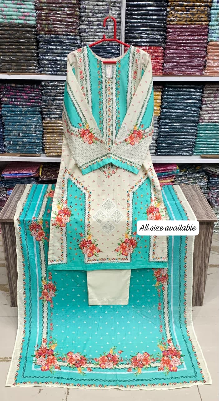 Bin saeed original 3pc Lawn Suit Stitched