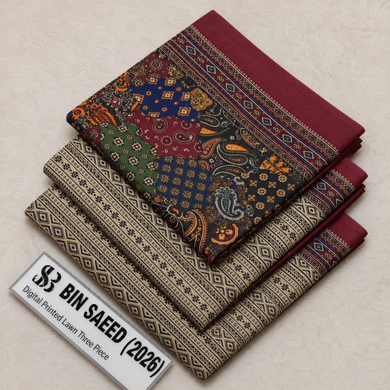 Bin Saeed Lawn 3Pcs (100% Original)