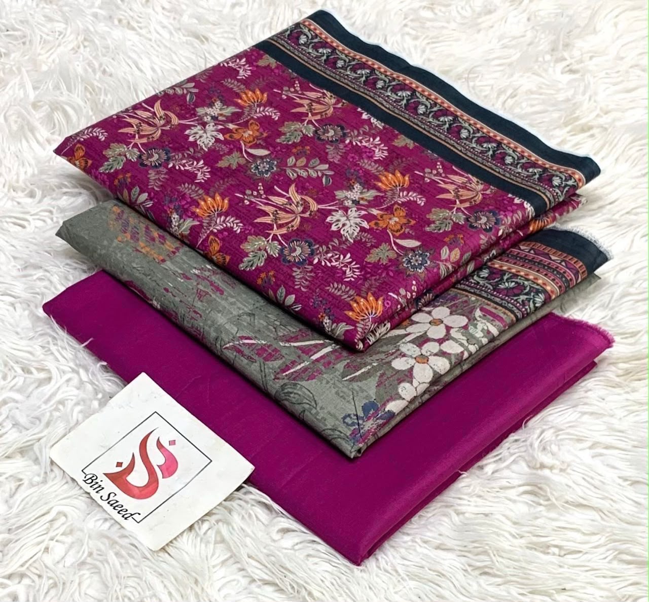 Bin Saeed Lawn 3Pcs (100% Original)