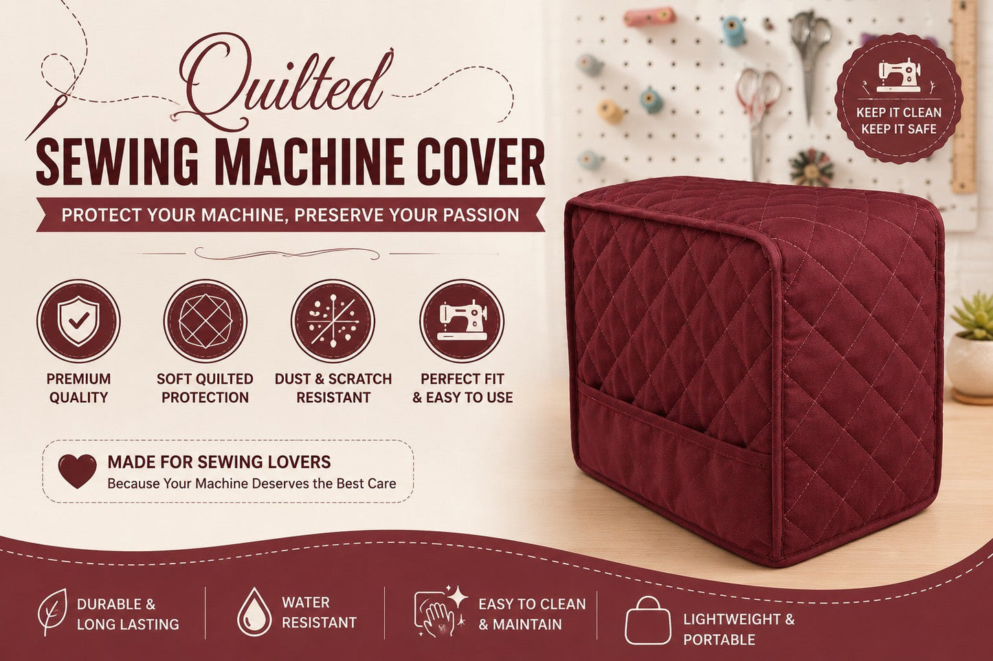 Premium Cotton Quilted Stitching Machine Cover & Box Price in Pakistan