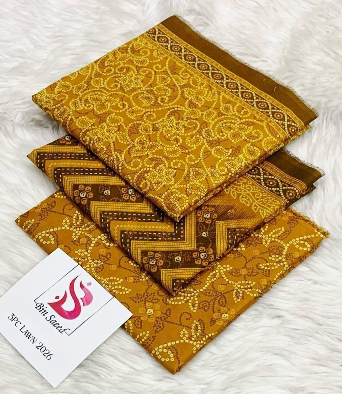 Bin Saeed Lawn 3Pcs (100% Original)