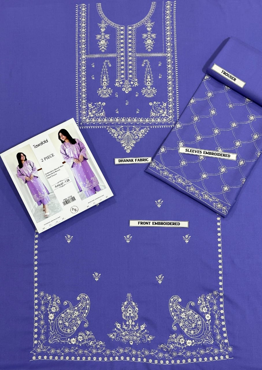 2 Piece - Unstitched Dhanak Stuff Full Embroidered Suit - Winter collection 2026