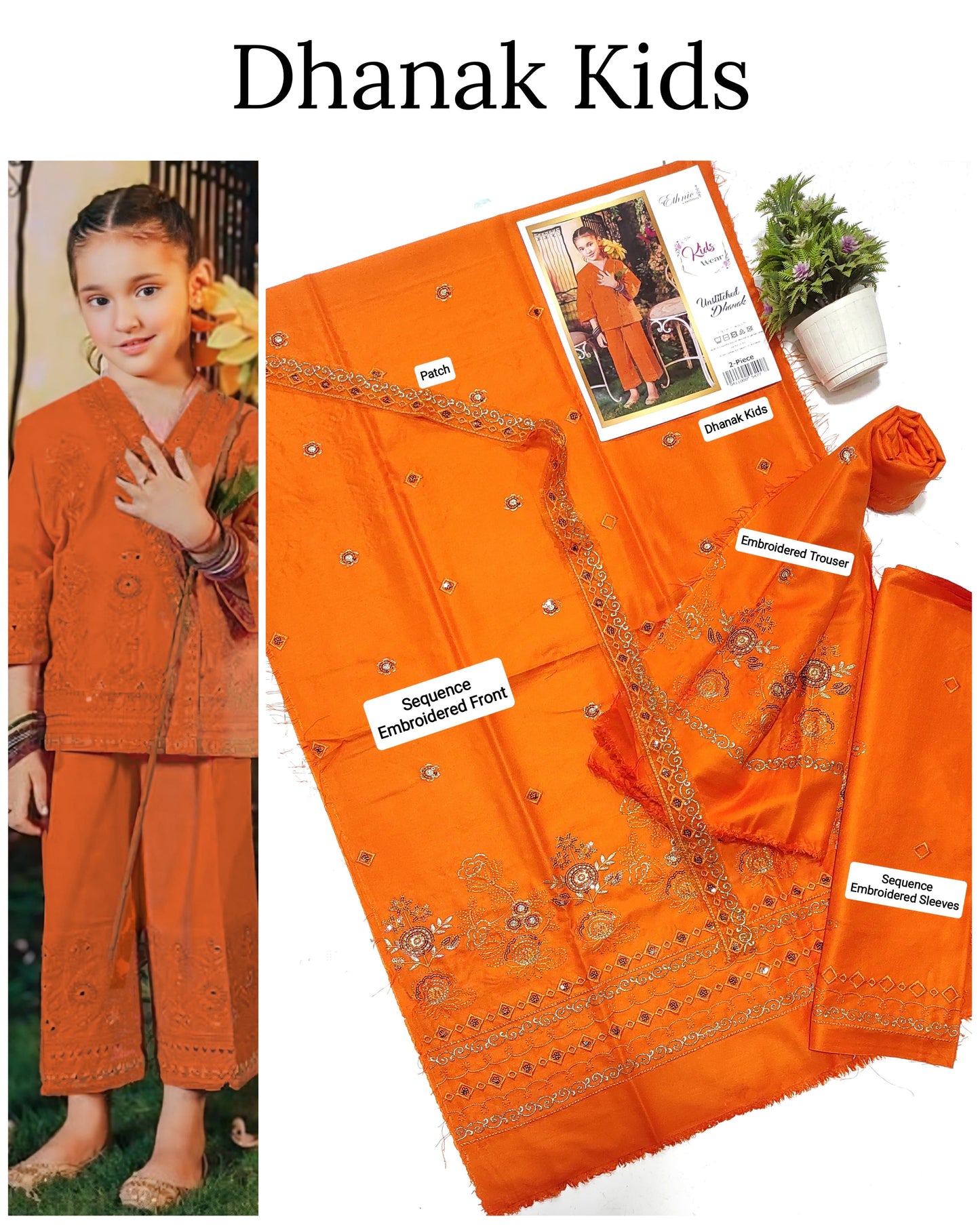 Unstitched Dhanak 2p embroidered