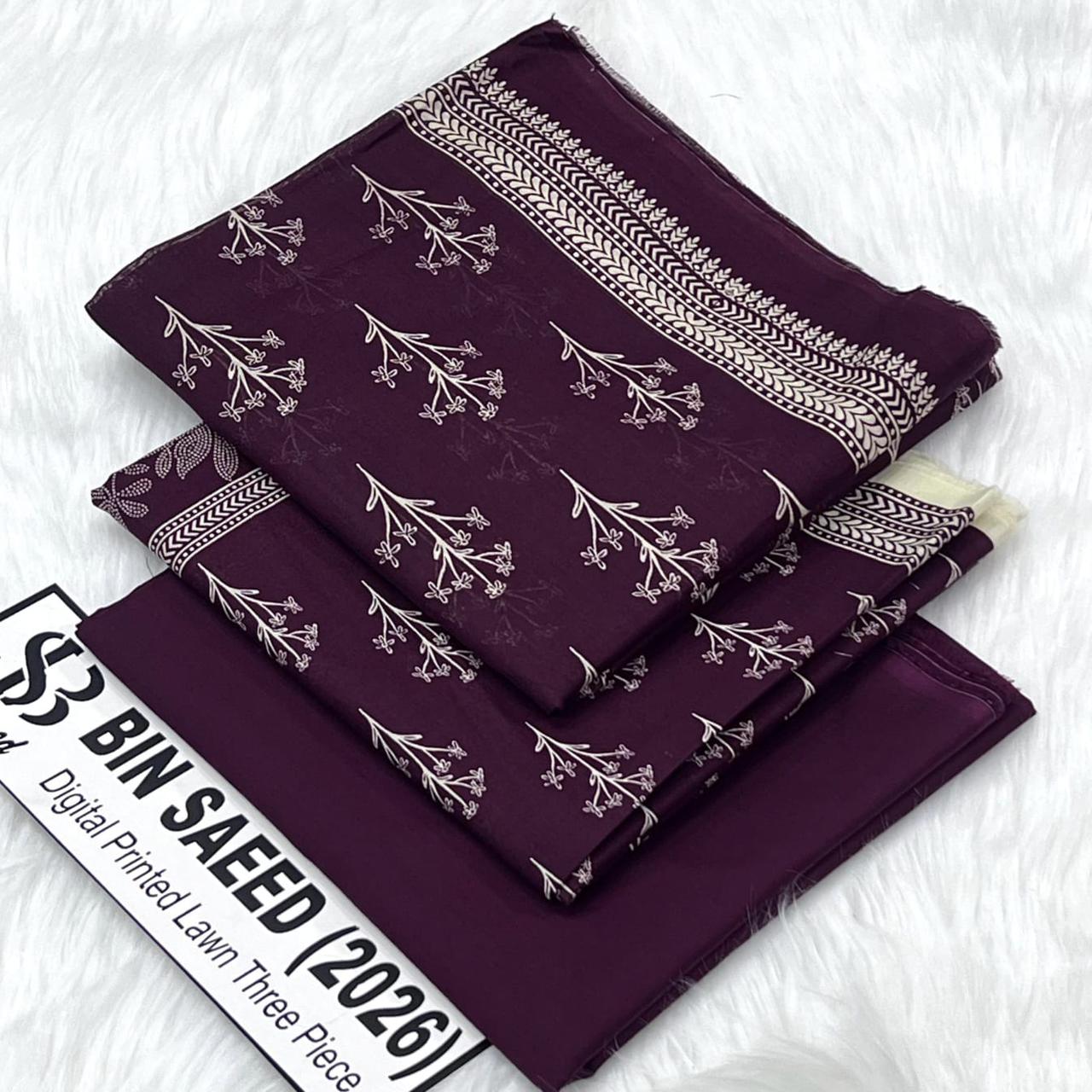 Bin Saeed Lawn 3Pcs (100% Original)