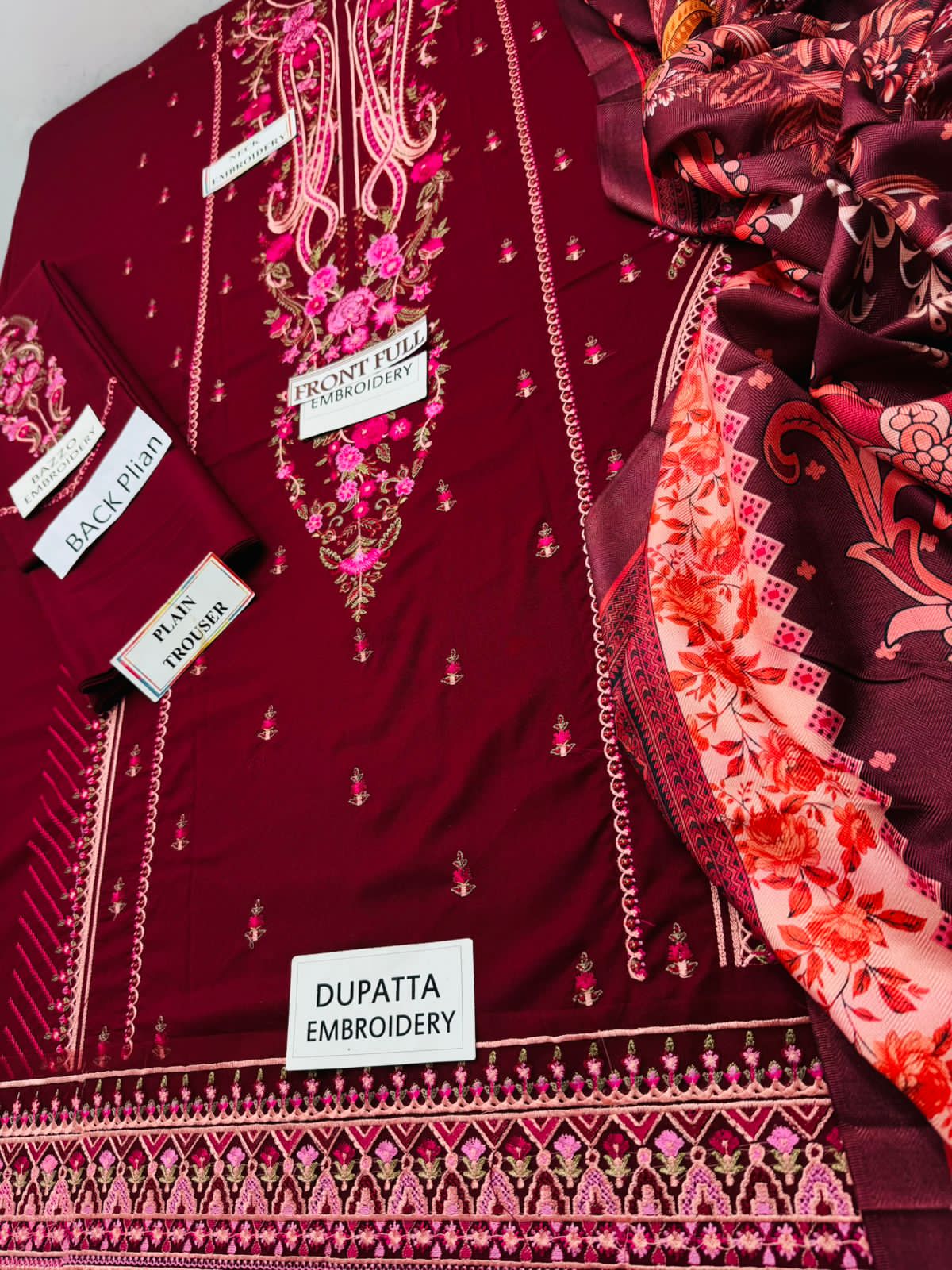 Original branded Dhanak 3p suit with wool shawl