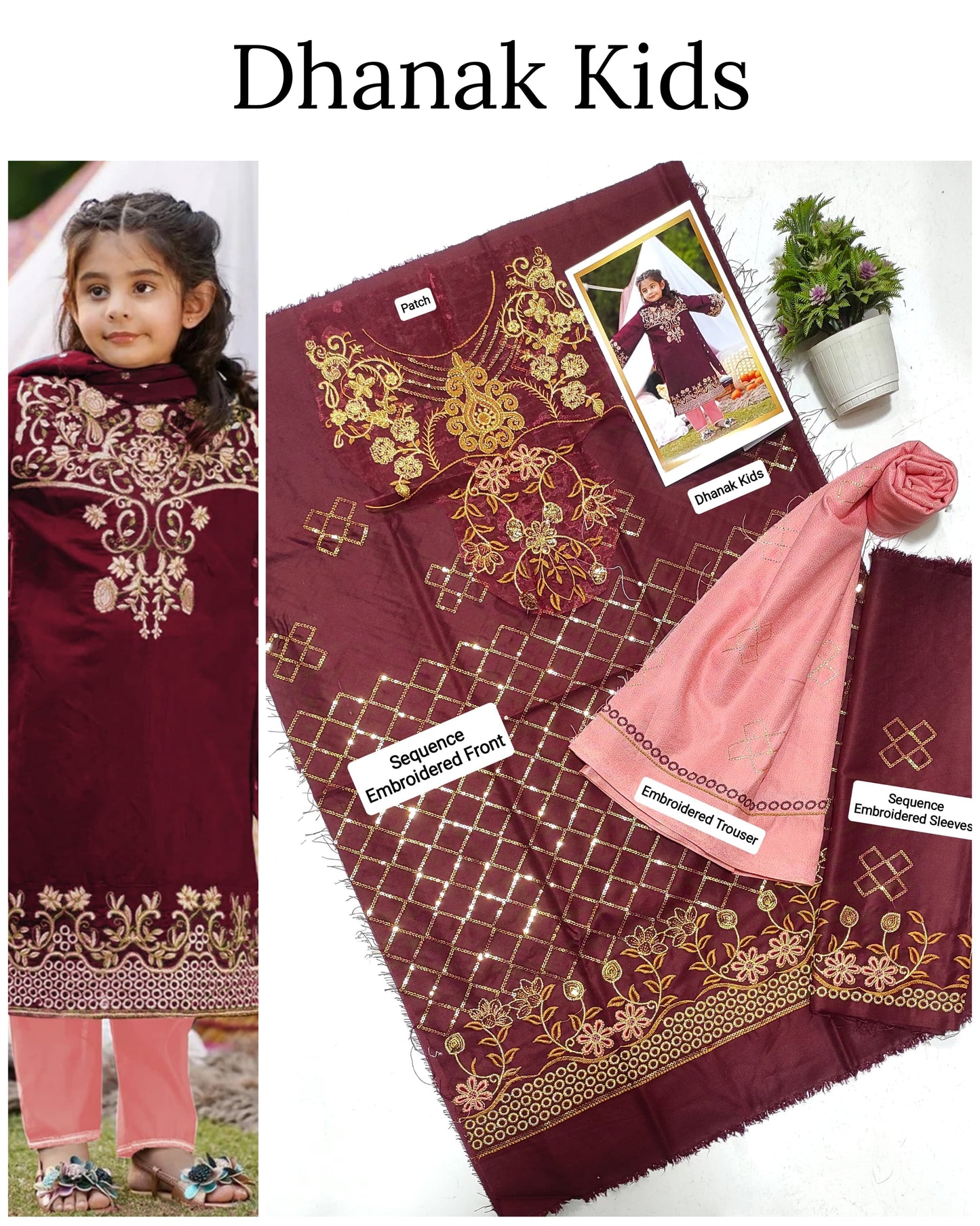 Unstitched Dhanak 2p embroidered
