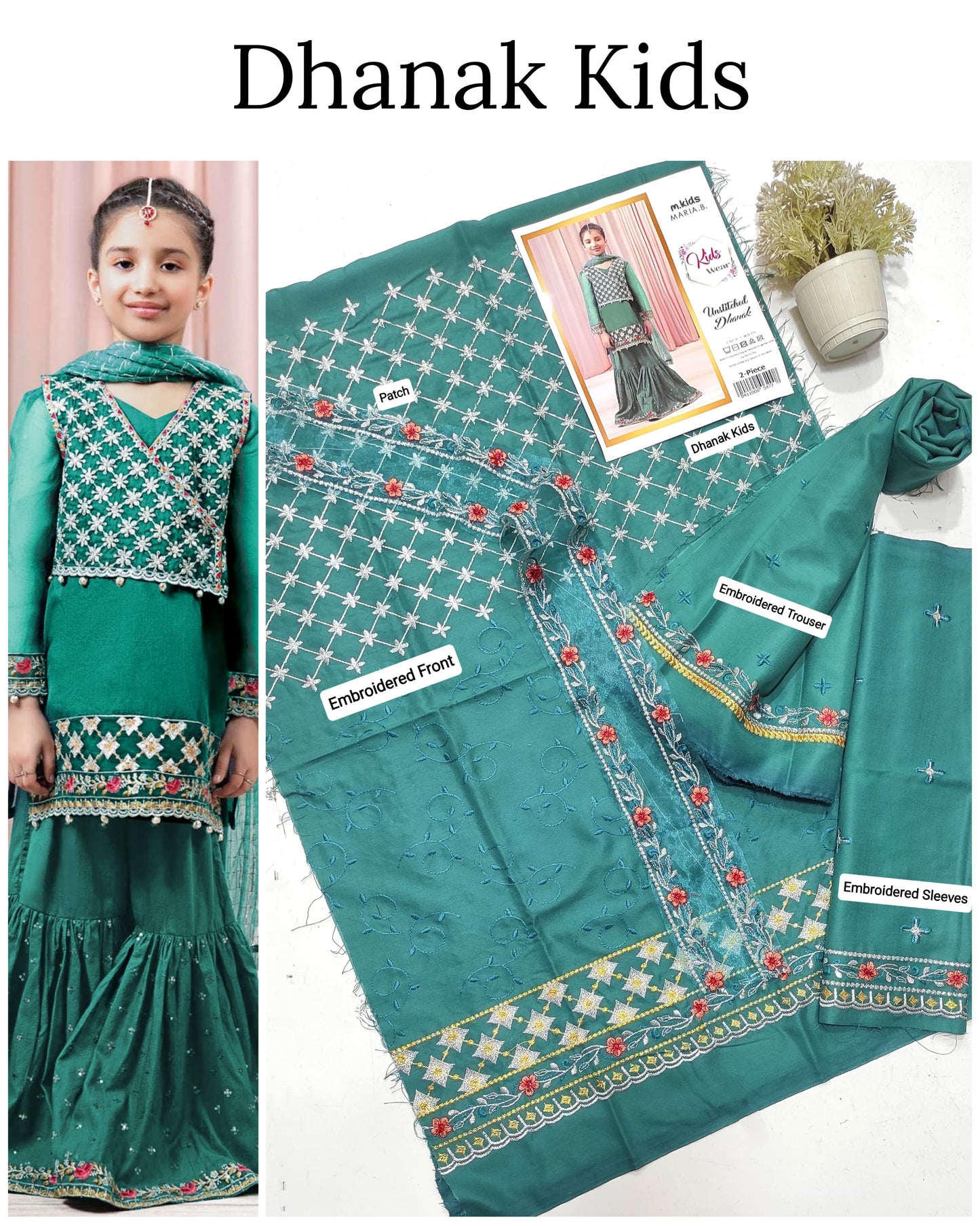 Unstitched Dhanak 2p embroidered