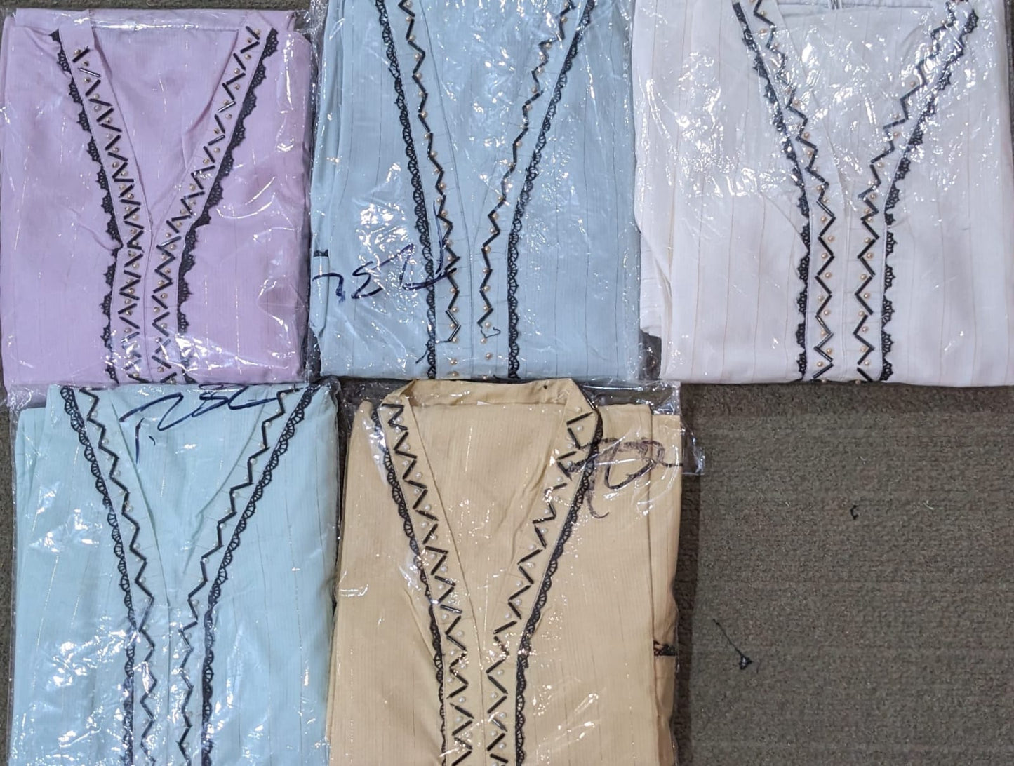 Cotton 2p stitched with neckline work