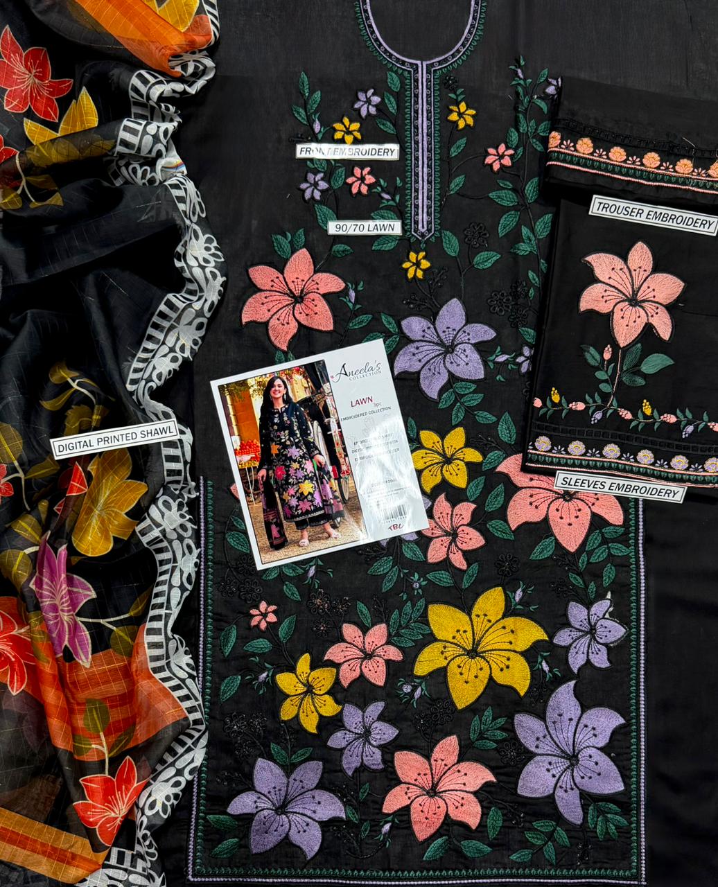 Fancy 3Pc Summer lawn by Aleena's