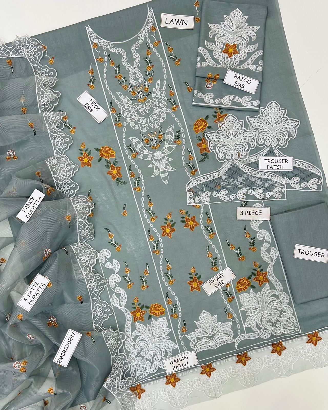 Aneela's fancy 3p Lawn Suit 2026