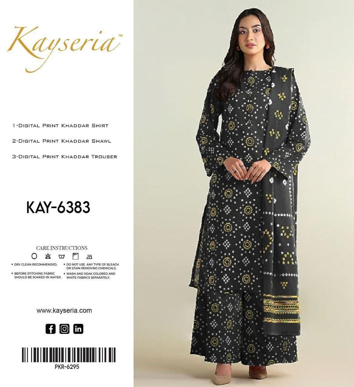 Unstitched Khaddar 3 Piece Digital Printed Dress ( Most trending Orignal Branded )