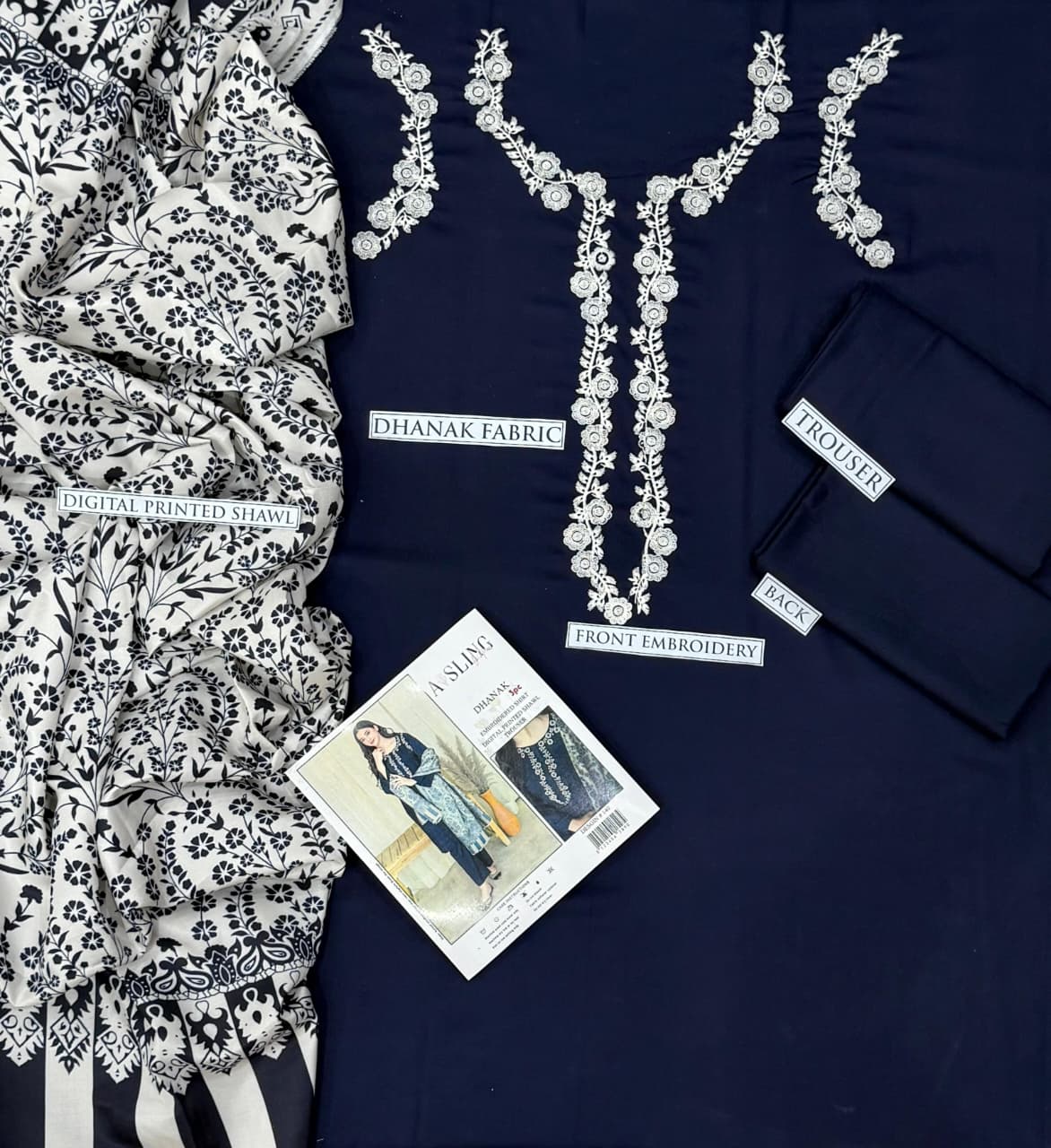 Asling 3p Dhanak with wool shawl