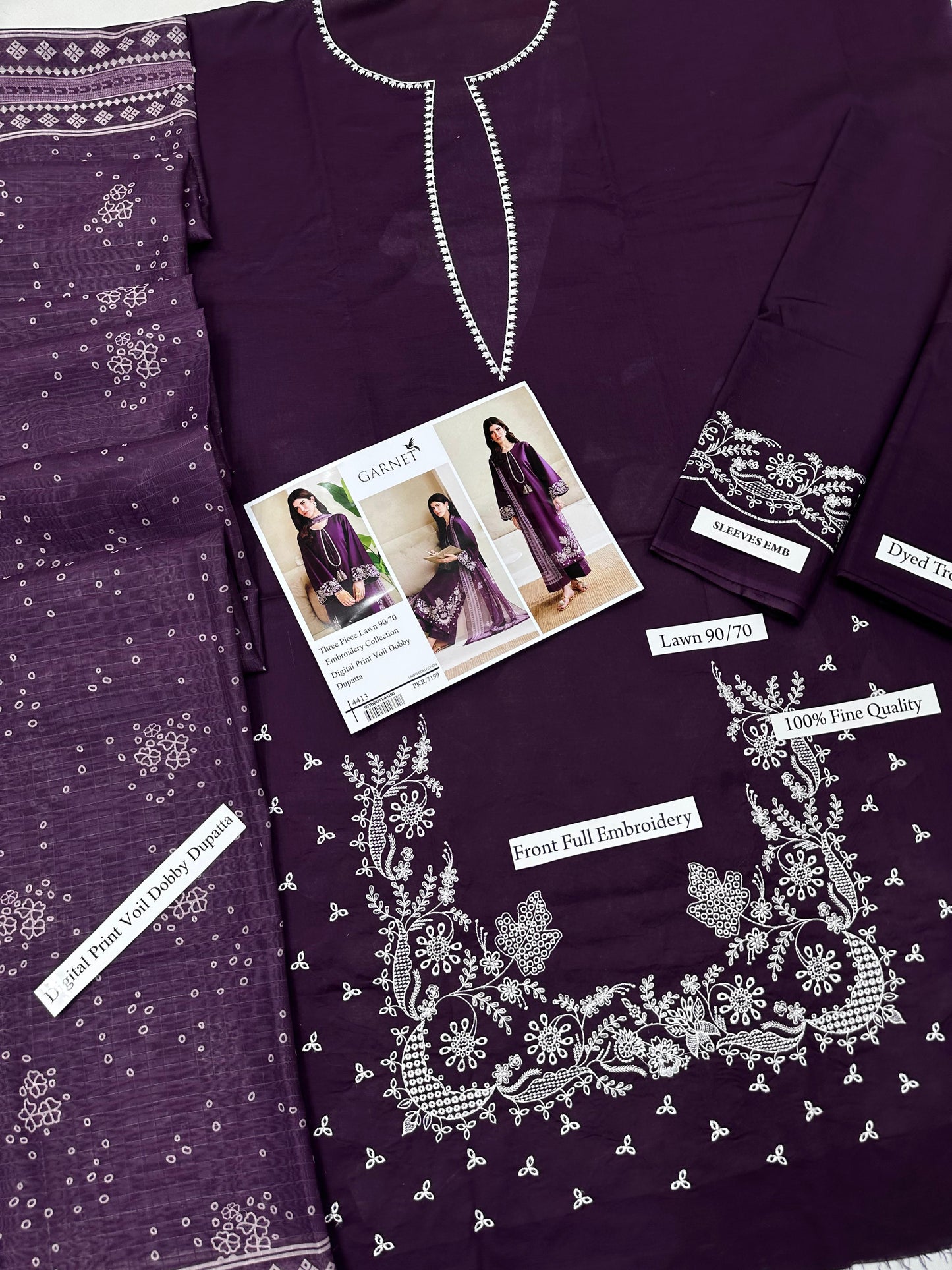 Garnit fancy lawn 3pc Embroidery