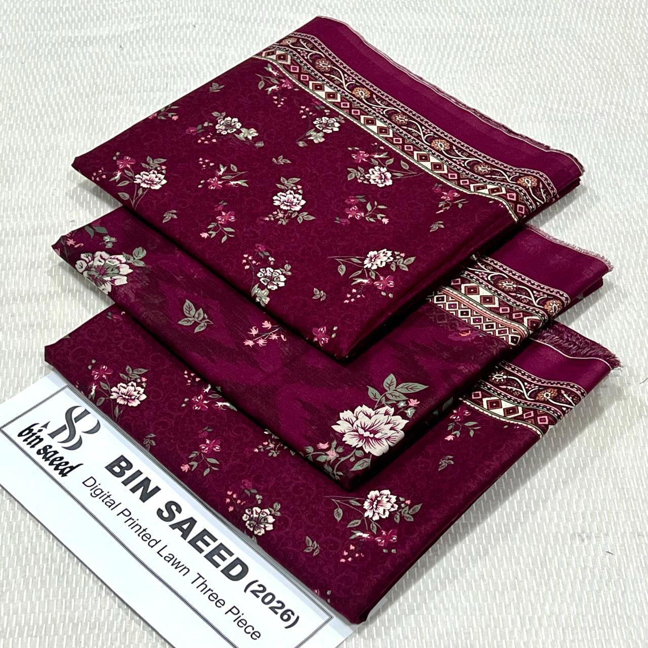 Bin Saeed Lawn 3Pcs (100% Original)