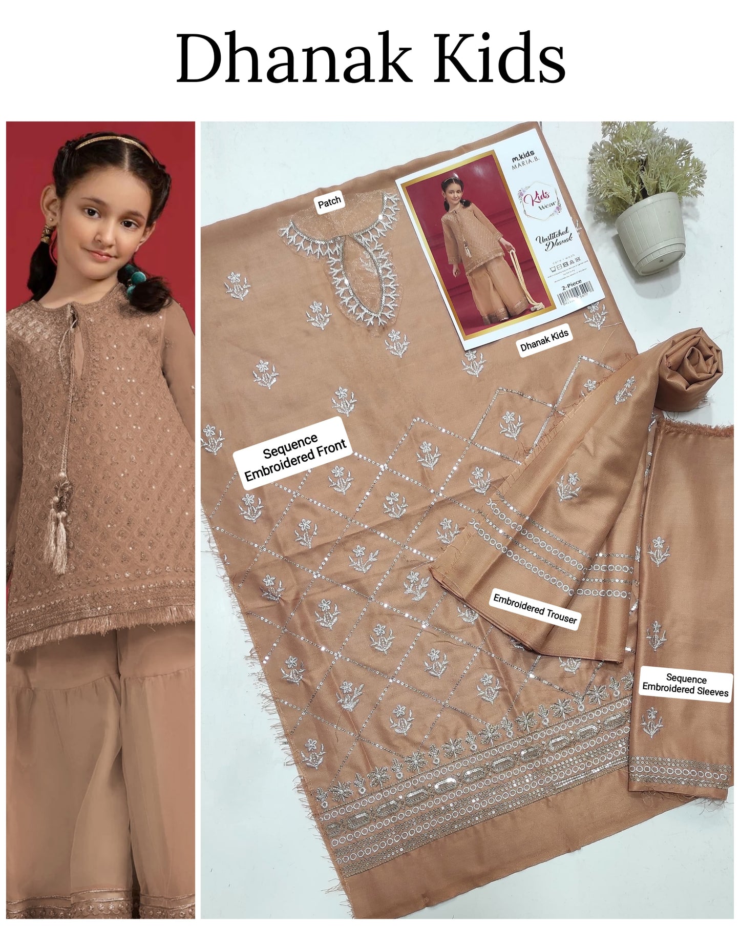 Unstitched Dhanak 2p embroidered