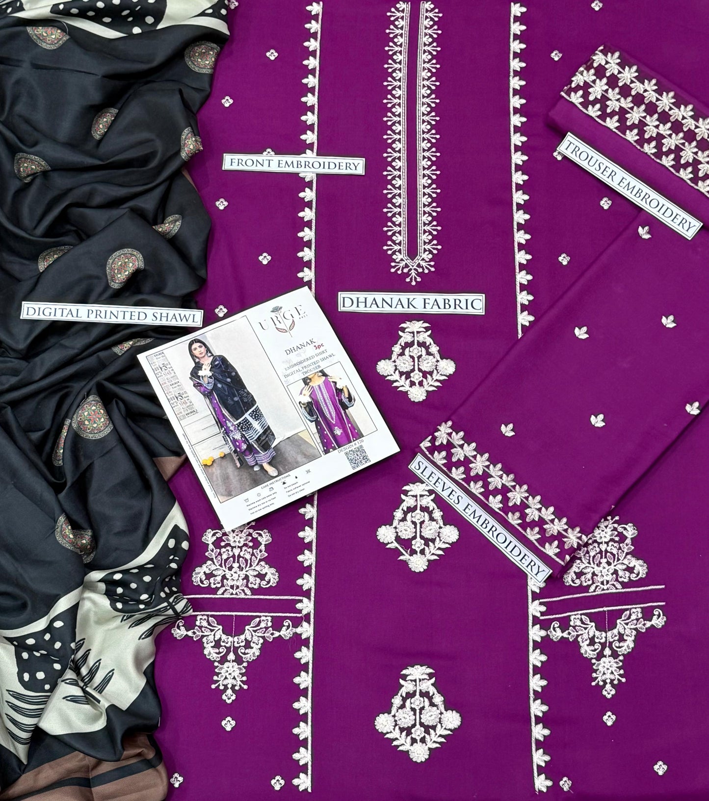 Dhanak 3Pcs Suit with wool shawl