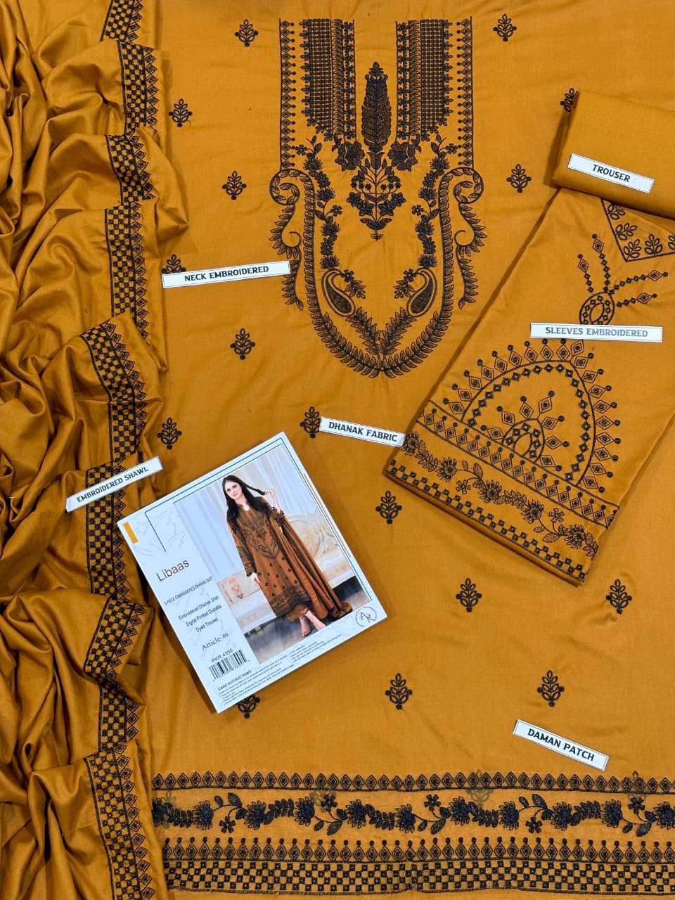 3 Piece - Unstitched Dhanak Stuff Full Embroidered Suit - Winter collection 2026