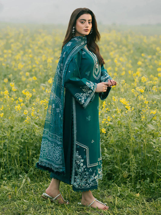 IZEL - 3PC LAWN EMBROIDERED SHIRT WITH MANAAR PRINTED DUPATTA AND TROUSER