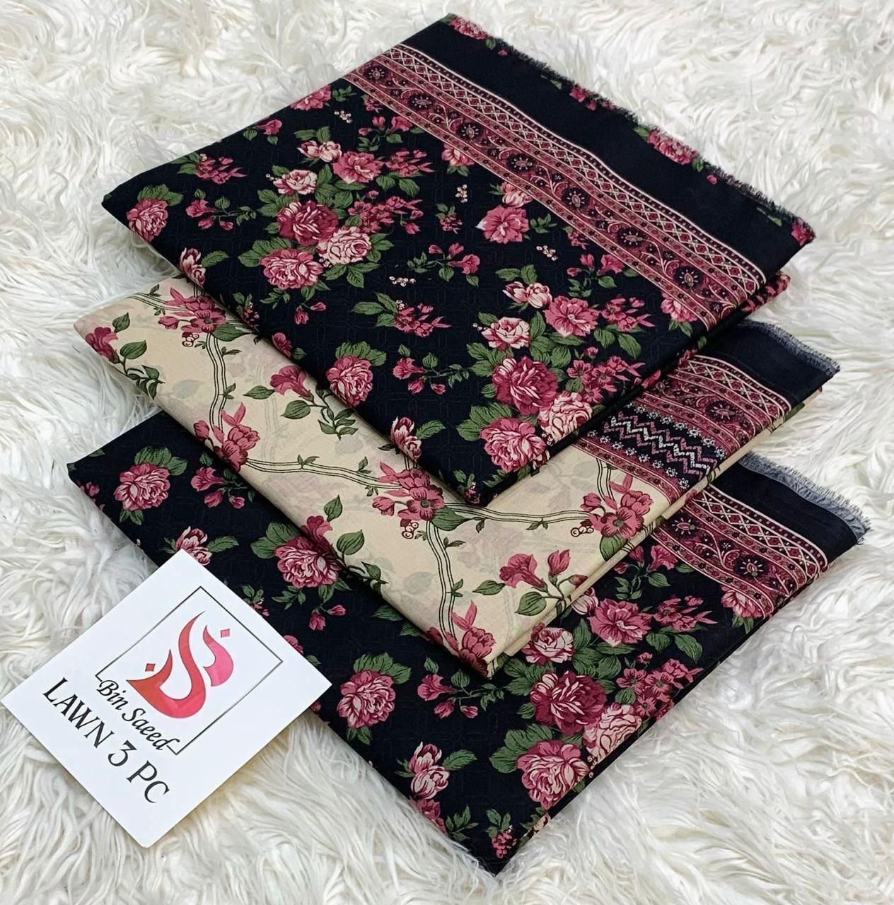 Bin Saeed Lawn 3Pcs (100% Original)