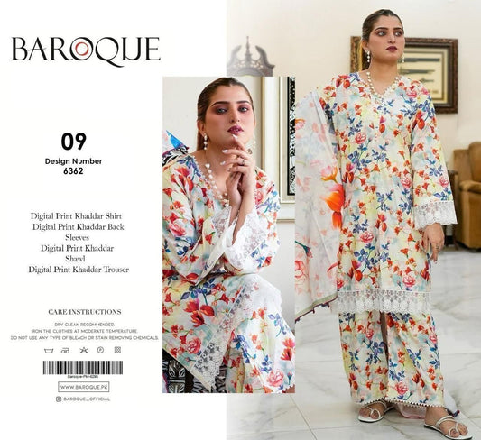 Unstitched Khaddar 3 Piece Digital Printed Dress ( Most trending Orignal Branded )