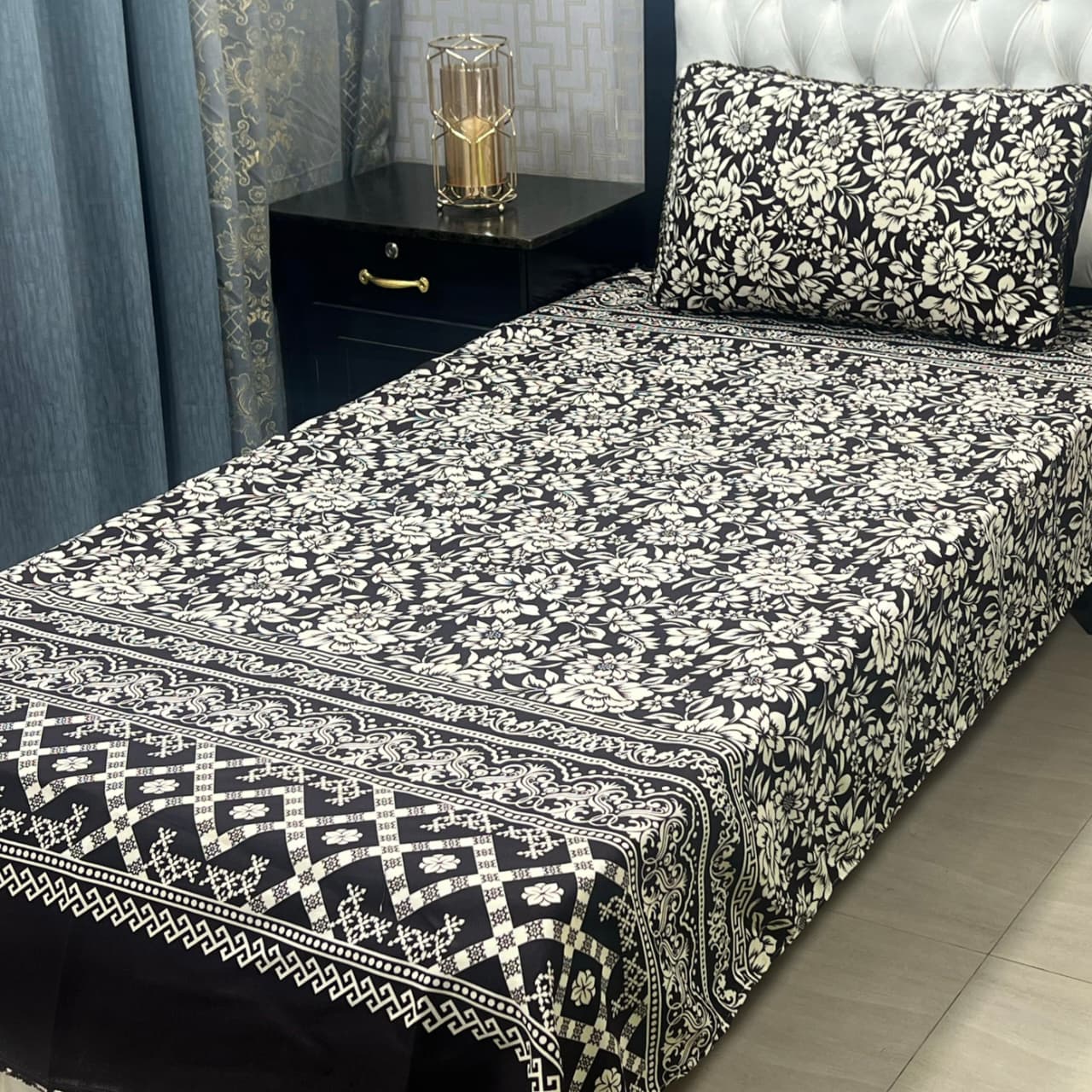 Crystal Cotton Single Bedsheet Set – 4Piece for Single Bed