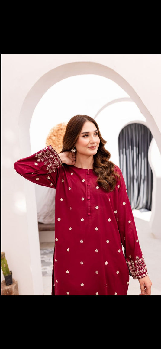 2 Piece - Unstitched Dhanak Stuff Full Embroidered Suit - Winter collection 2026