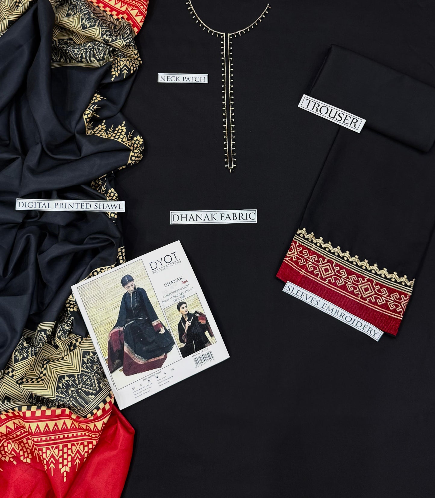 Dhanak 3Pcs Suit with wool shawl