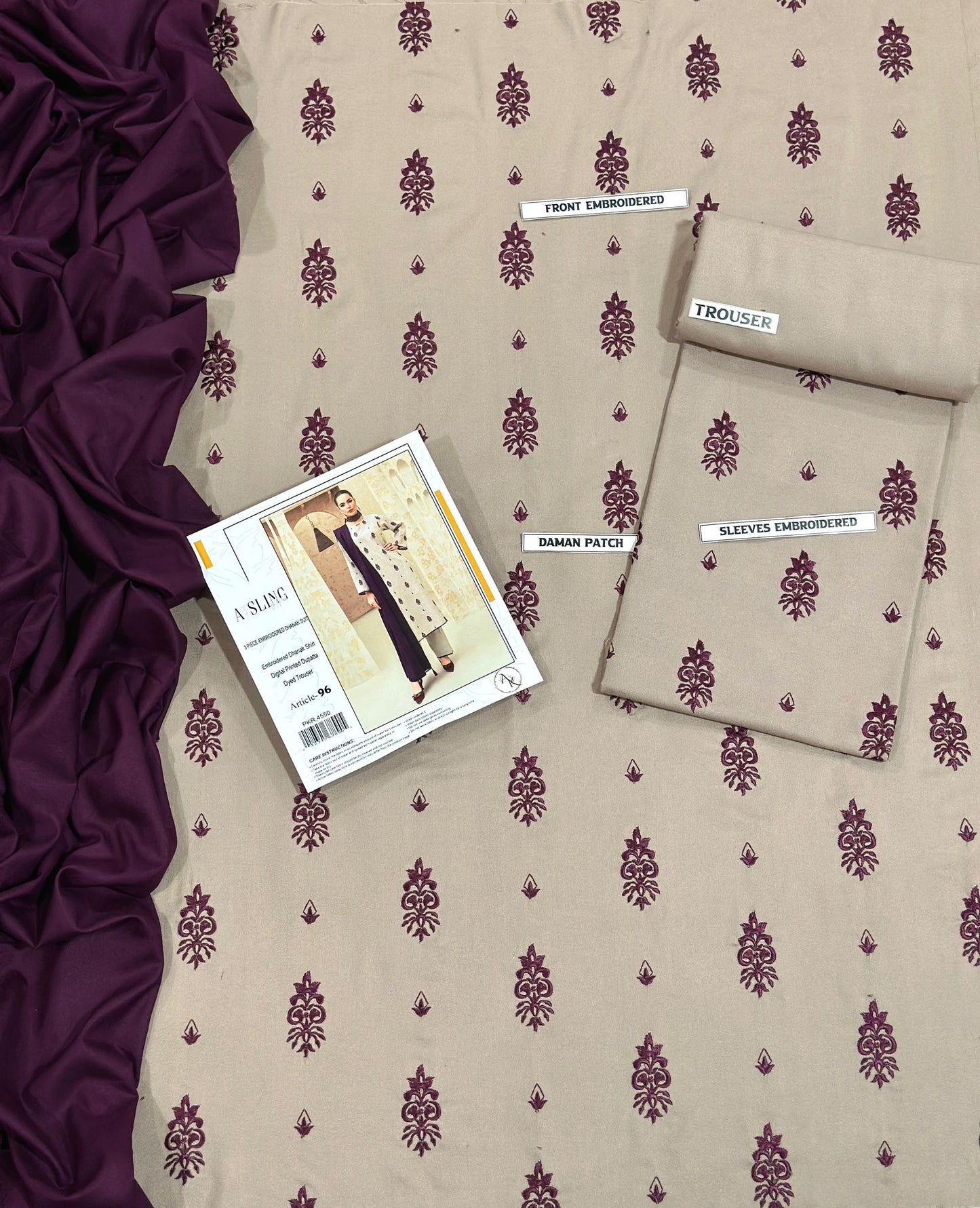 3 Piece - Unstitched Dhanak Stuff Full Embroidered Suit