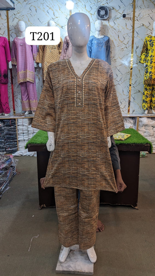 Duck khaddar 2p fronk stitched