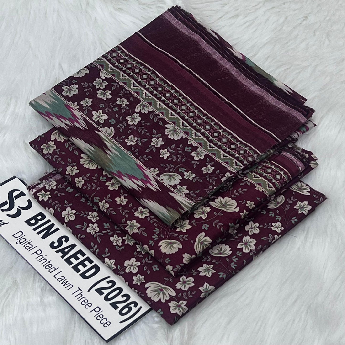 Bin Saeed Lawn 3Pcs (100% Original)
