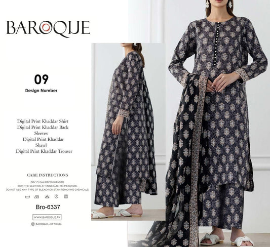 Unstitched Khaddar 3 Piece Digital Printed Dress ( Most trending Orignal Branded )