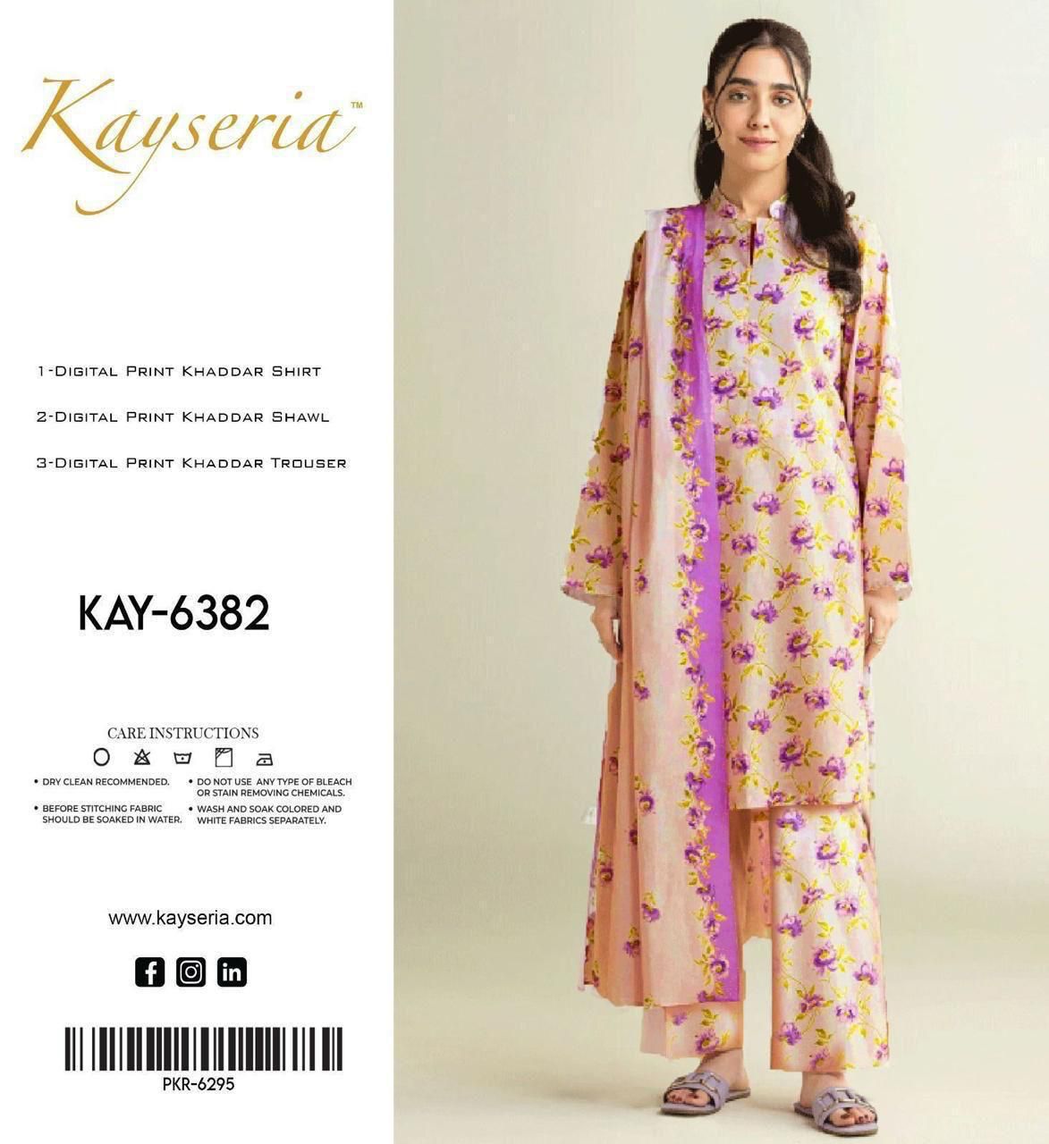 Unstitched Khaddar 3 Piece Digital Printed Dress ( Most trending Orignal Branded )
