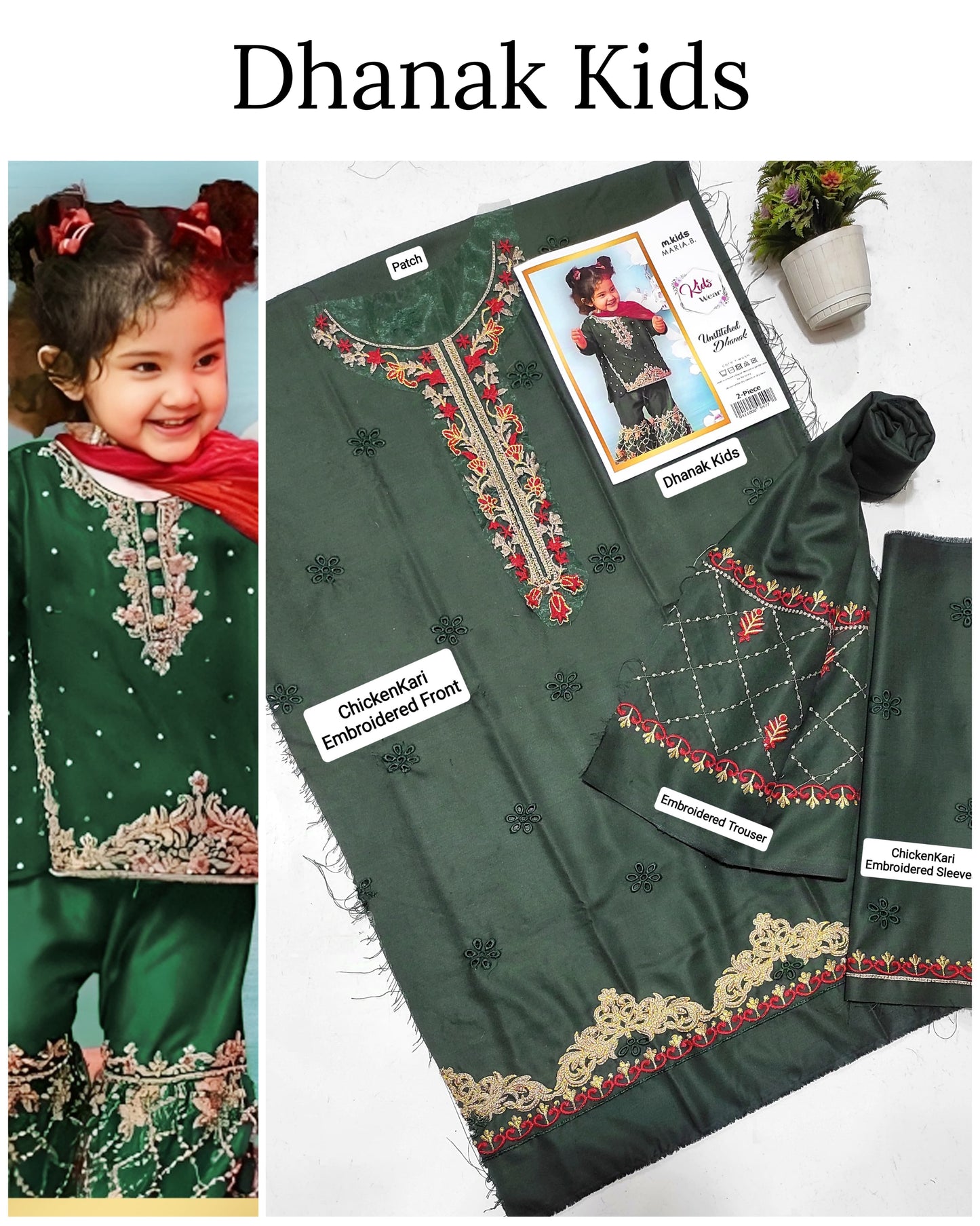 Unstitched Dhanak 2p embroidered