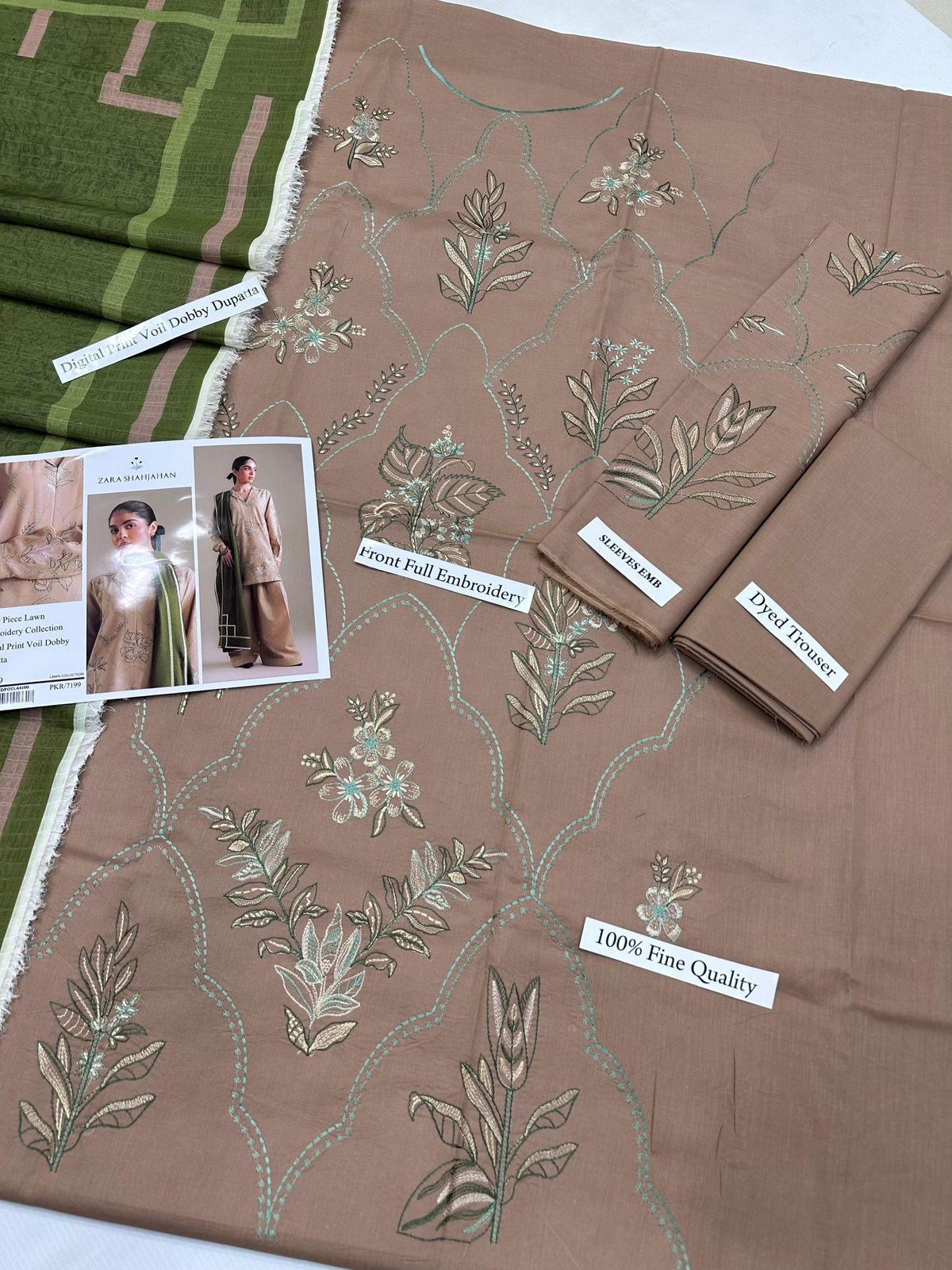 Coco By Zara Shahjahan - 3PC LAWN EMBROIDERED SHIRT WITH MANAAR PRINTED DUPATTA AND TROUSER