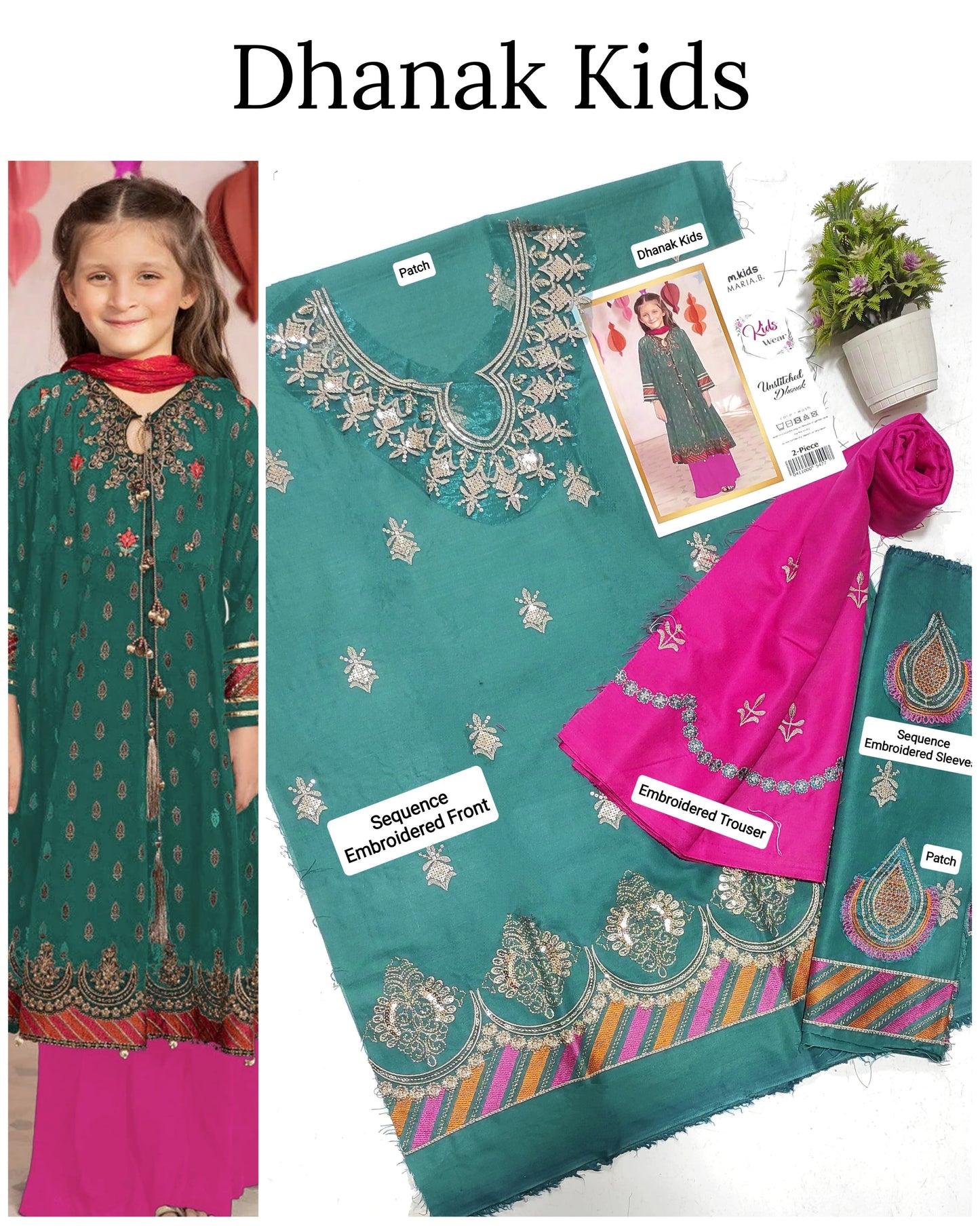 Unstitched Dhanak 2p embroidered