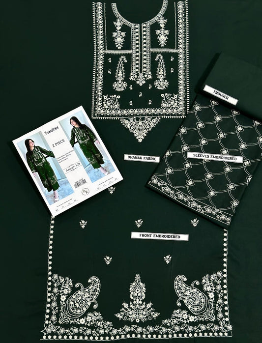 2 Piece - Unstitched Dhanak Stuff Full Embroidered Suit - Winter collection 2026