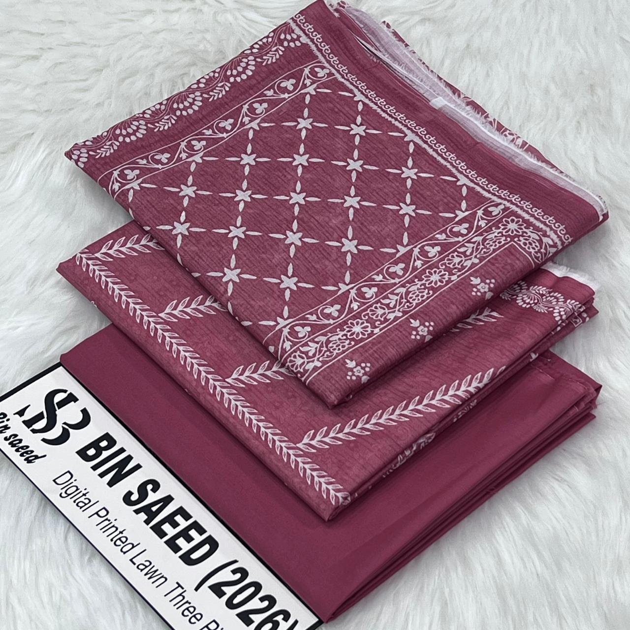 Bin Saeed Lawn 3Pcs (100% Original)