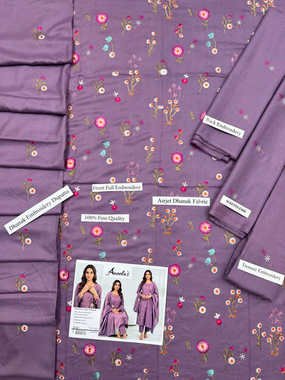 Elegant Mauve Purple | Aneela's Winter Collection Airjet Dhanak Unstitched Suit