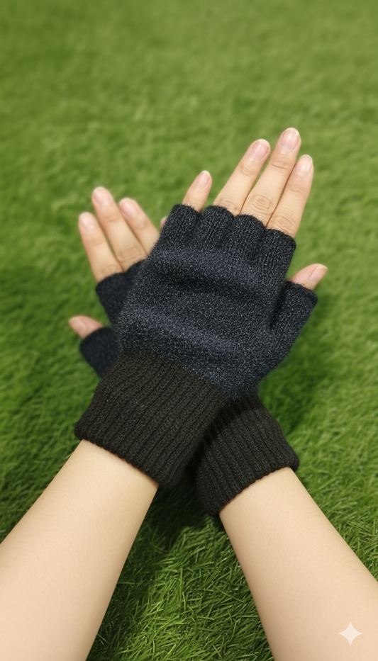 Half Finger Fluffy Velvet Gloves for Girls