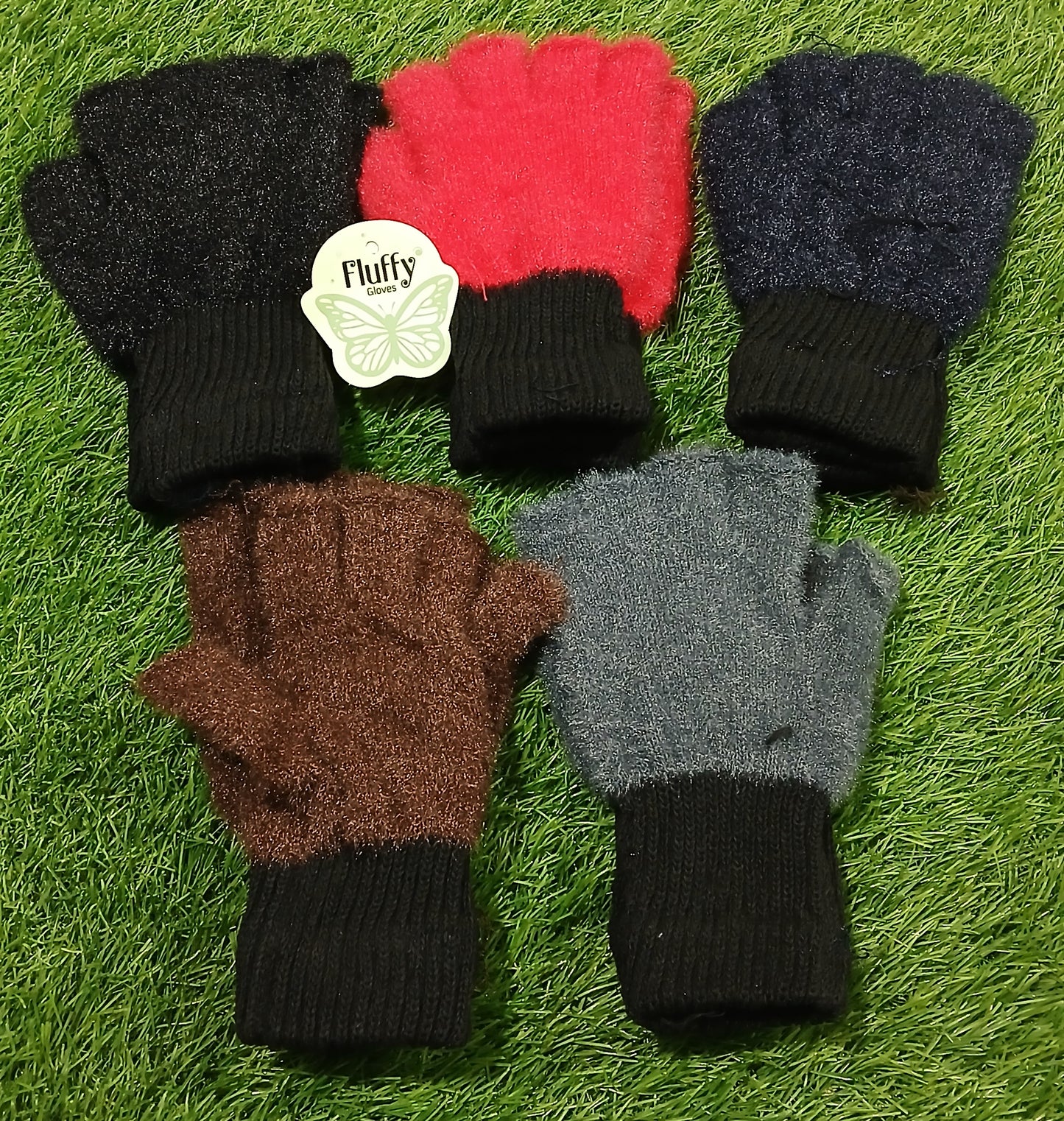 Half Finger Fluffy Velvet Gloves for Girls