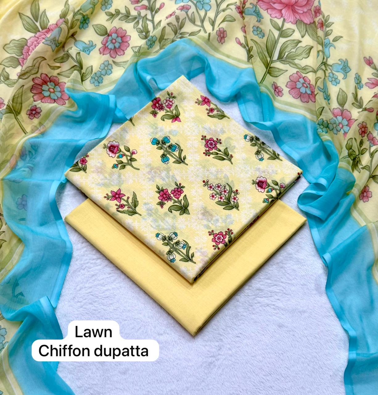 Digital Printed Lawn Suit with Chiffon Dupatta | Summer sale | Branded lawn | 3Pc - My Store