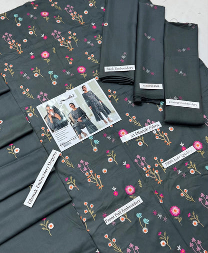 Classic Black | Aneela's Winter Collection Airjet Dhanak Unstitched Suit