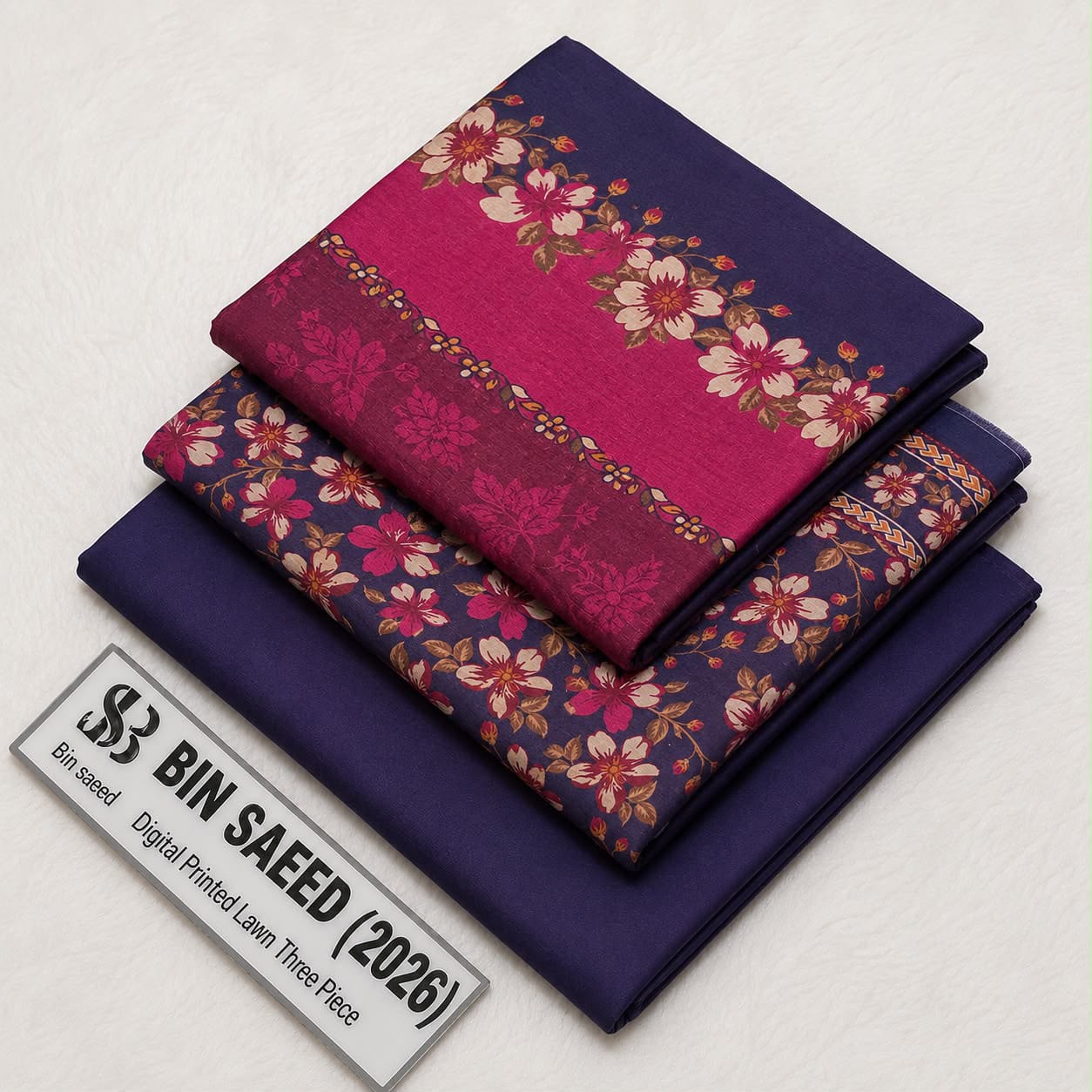 Bin Saeed Lawn 3Pcs (100% Original)