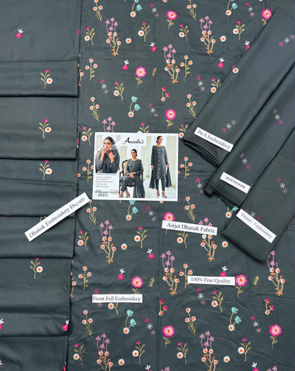 Classic Black | Aneela's Winter Collection Airjet Dhanak Unstitched Suit