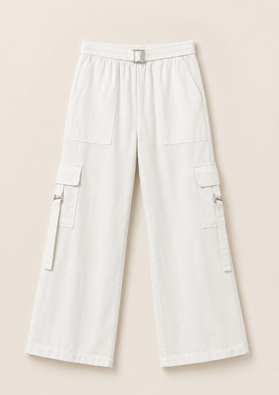 Premium Women’s Cargo Trousers with Belt Style | Stretch Waist | Standard Fit