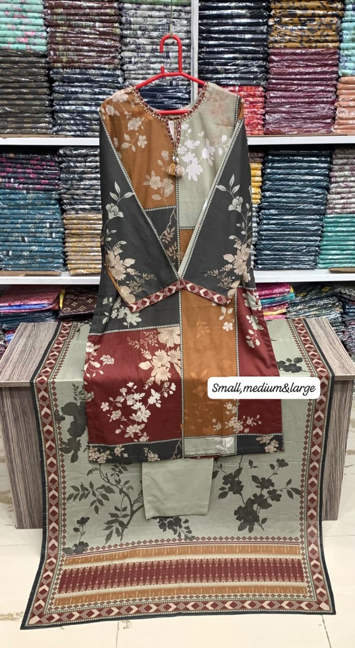 Bin saeed original 3pc Lawn Suit Stitched