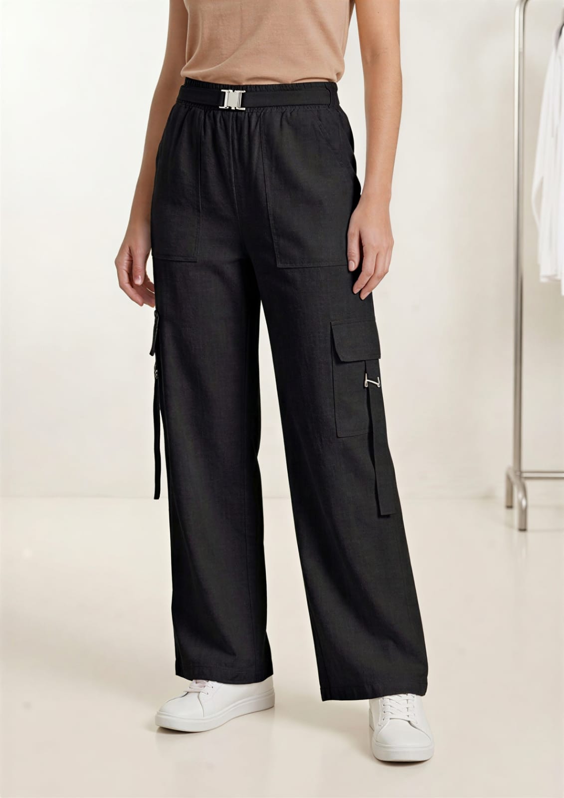 Premium Women’s Cargo Trousers with Belt Style | Stretch Waist | Standard Fit
