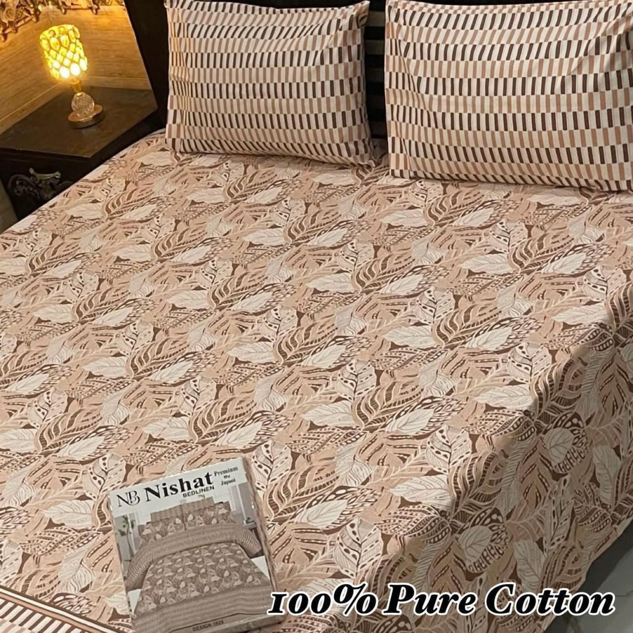 Nishat 100% Pure Cotton Bedsheet Set – 3 Piece King Size Bedding Collection