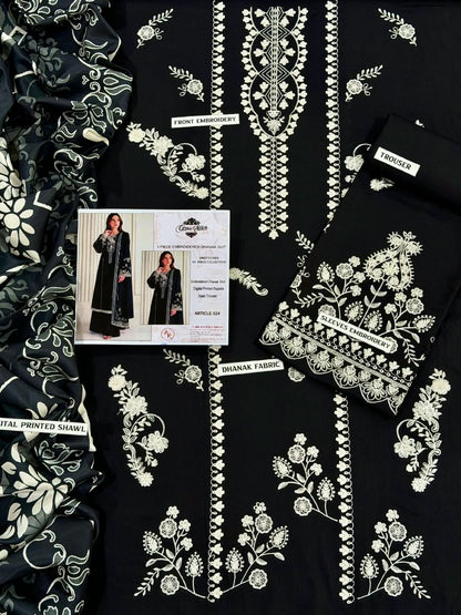 Cross Stitched Dhanak 3Pc Embroidered Suit | Winter Sale