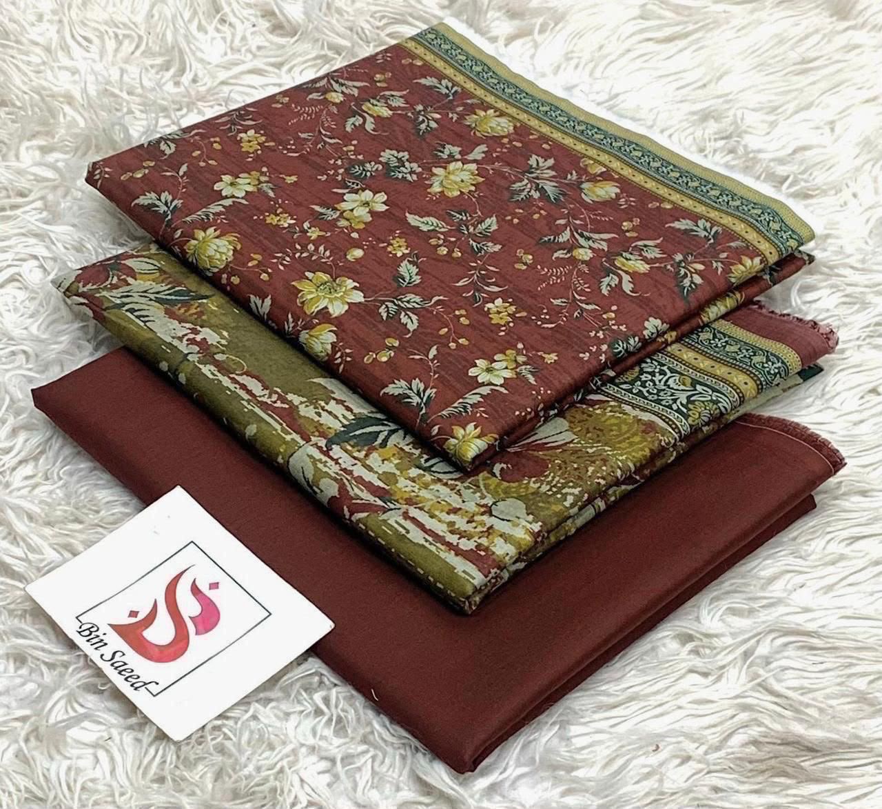 Bin Saeed Lawn 3Pcs (100% Original)